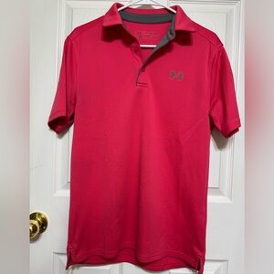 Under Armour Sz S Mens Shaded Fuchsia UA Tech Loose-Fit Golf Polo Shirt 1290140
